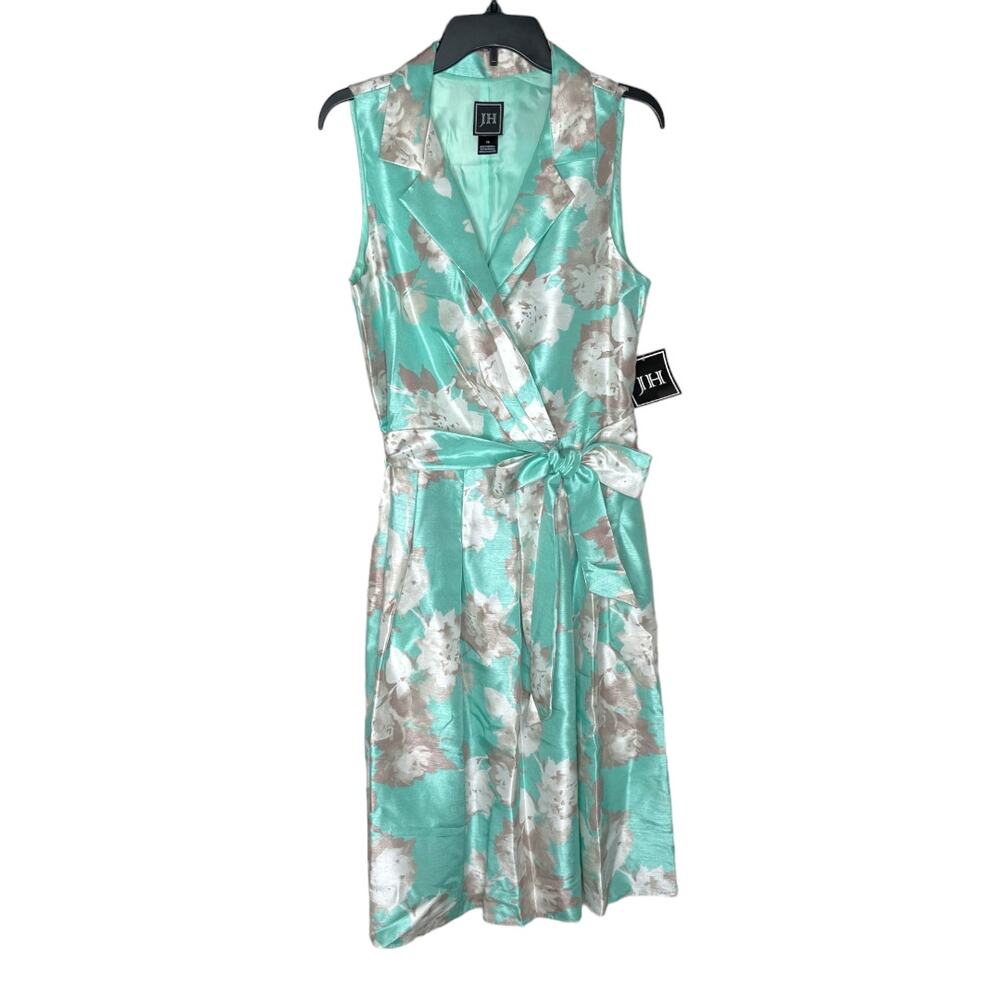 NWT 50's Vintage Style Sleeveless Floral Dress with Belt size 14